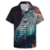 Chemises décontractées pour hommes Zebra Chemise ample Hommes Plage Néon Peinture colorée Hawaii Design Manches courtes Blouses surdimensionnées drôles