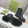 2023 Kvinnor Motorcykelstövlar Designer äkta läder Ankle Knight Boots Platform Chunky G Double Monograms Heel Woman Cowboy Boot Desert Shoes Winter Outdoor Shoes