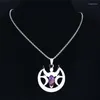 Ожерелья с подвесками, тройное ожерелье богини Луны для женщин, фиолетовый кристалл из нержавеющей стали, цепочка Wicca Hecate, ювелирные изделия Bijoux Femme N4354S02