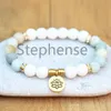 Bracelet Lotus Amazonite mat pour femmes, nouveau Design, perles de coquillage, Bracelet de Yoga, Chakra Mala, cœur, MG0627, 253d