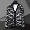 Chandails pour hommes Angleterre Style Diamant Cardigan Hommes Marque De Mode Automne Designer 4XL Rayé Veste En Tricot Sueter Hombre