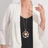Anhänger Halsketten Allyes Elegante Metallblume Perlen Halskette für Frauen Mode Langkettenschalenkragen Choker Pullover Schmuck Schmuck