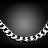 12 mm Curb Chain Necklace For Men Silver 925 Halsband kedja Choker Man Fashion Male Jewelry Wide Collar Torque Colar241f