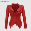 Womens Leather Faux CARANFIER Jacket Women PU Coats Winter Autumn Black Motorcycle Clothing Outerwear Gothic leather Coat Chaqueta 230923