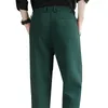 Herrenanzüge Dunkelgrüne Anzughose Mode Slim Hose Koreanischer Stil Junge Männer Pantalones Hombre Schwarz Weiß Khaki Braune Hose 29-36 38