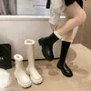 Online Celebrity Knee Length Plush Long Boots for Women in Autumn and Winter Warm Thick Heeled Knight Small Stature Soles High 230830
