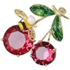 Broches de cristal decoração cereja abelha broche pino feminino pinos moda estética cobre noiva