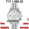 Yeni 2016 All-Steel Strap Kronograf Erkekleri Safir Cam Modeli T17 1 586 52 100% Orijinal İsviçre ETA hareketi T17158652 T301L