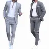 Garnitury męskie Blazery zwykłe biznesmeni na wesele 2 sztuki Man Groom Tuxedos Slim Fit Lapel Terno Masculino Costume Homme 230923