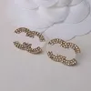 18 -karatowy Złoty projektanci projektanci kolczycy Letter Ear Stud Women Fashion Diamond na przyjęcie weselne Akcesoria biżuterii 20 w stylu