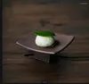 Plattor hög fot fyrkantig keramisk platta dim sum skålen förfriskning frukt skål sashimi skiva sushi dessert