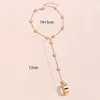 Charm Bracelets Heart Pendant Chain Bracelet Link Connected Gold Plated Wide Finger Ring For Women Dainty Hand Harness Jewelry