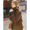 Mélange de laine pour femmes Style Hepburn manteau en cachemire réversible haut de gamme automne hiver veste courte en laine à manches longues couleur unie avec ceinture 230923