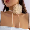 Catene esagerato romantico grande fiore rosa catena clavicola collana girocolli in filato regolabile da donna 2023 gioielli alla moda