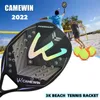 テニスラケット3Kカムウィンフルカーボンファイバーラフビーチテニスラケットとバッグ付きテニスラケットプレミアムスウェットバンドとテニスパデル230923