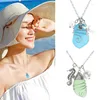 Catene Collana con ciondolo di perle a forma di sirena Semplice catena di clavicole in vetro di mare naturale Gioielli da spiaggia alla moda