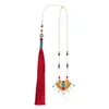 Kedjor eleganta Hanfu -halsband långa pärlor halsband för traditionella kostymälskare