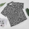 Camisas casuais masculinas retro paisley preto e branco camisa de férias havaí harajuku blusas padrão masculino tamanho grande