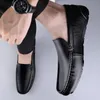 Dress Shoes Genuine Leather Men Casual Luxury Brand Soft Mens Loafers Moccasins Breathable Slip on Black Driving Plus Size 3747 230923