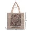 Shopping Bags Retro Flower Canvas Bag Large Capacity Shoulder Ladies Fashion Literature Cotton Letters Student Handbag 2023 230923