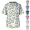 Herren T-Shirts Niedlicher Panda-Druck Uniform Damen Scrubs Tops Kurzarm Arbeitsbluse Sommer Cartoon Pullover mit Tasche