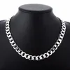 12 mm Curb Chain Necklace For Men Silver 925 Halsband kedja Choker Man Fashion Male Jewelry Wide Collar Torque Colar241f