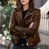 Skórzana damska faux fur pu kurtka kobiety szczupłe szarfy swobodny motocyklowy kurtki znamionowe żeńskie bluzki w stylu czarny płaszcz 230923