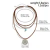 Ожерелья с подвесками в богемном стиле, многослойное коричневое ожерелье из веревки с геометрическими бусинами из натурального камня, колье для женщин, ювелирные изделия, мода для девочек