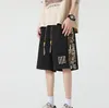 2024 Summer Youth American Vintage Embroidery Knitted Little Bear Trend Casual Loose Size 5/4 Pants for Men