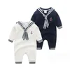 Autunno Inverno Cute Baby Pagliaccetti lavorati a maglia Neonato Stile Navy Tute a maniche lunghe Tute per bambini Pagliaccetto per neonati 0-24 mesi