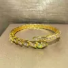 Hot selling 18k gold snake shaped diamond set open bangle jewelry with fashionable design that does not fade