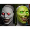 Máscaras de fiesta Sonrisa cara blanca ojos máscara de demonio cráneo Halloween horror cosplay exorcista 230923