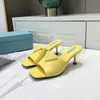 Designer Slippers Women Slipper Check Sandal Triangle Logo High Heels Patent Leather Sandals Pure Color Flip Flops Letter Slide Thick Heel Shoes Square Head Slides