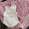 Clothing Sets Bear Leader Girls Set Autumn Letter Print Tank TopRound Neck Sweater Cover UpPants Three Piece Childrens Cute 230923
