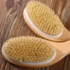 Brosse exfoliante pour la peau sèche, manche en forme de pilon, brosse en bois à poils naturels pour le corps, masseur, bain-douche, épurateur de Spa pour le dos