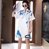 Ropa étnica Verano Mujeres Moda Nacional Impresión Elástico Soporte Collar Hebilla Cheongsam Moderno Suelto Mejorado Joven Pequeño Qipao Vestido