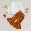Clothing Sets ma baby 6M4Y Thanksgiving Day Toddler infant Baby Girls Cloths Letter Long Sleeve Tops Velvet Flare Pants Outfits D05 230923
