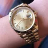 18K Gold President Date Sapphire Cystal Geneva Mens Watches Automatic Mechanical Movement Male Luxury Watch Monday to Sunday285S