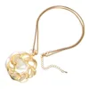 Anhänger Halsketten Allyes Elegante Metallblume Perlen Halskette für Frauen Mode Langkettenschalenkragen Choker Pullover Schmuck Schmuck