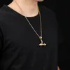 Men Necklace Fashion Fitness Sports Punk Necklace gold barbell Pendant Necklace Gift for Boy