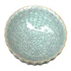 Dekorativa figurer kinesiska gamla spruckna glasyr guan offcial ugn porslinskål