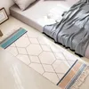 Tapijten Luxe bohemien stijl katoenlinnen zacht tapijt handgemaakt kwastje woonkamer nachtkastje