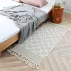 Carpets Luxurious Bohemian Style Cotton Linen Soft Carpet Handmade Tassel Living Room Bedside Mat