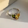 Кольца-кластеры Silvology, настоящее серебро 925 пробы, желтое циркониевое сердце для женщин, два цвета, винтажные старинные корейские уникальные ювелирные изделия