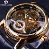 Forsining Hohl Gravur Skeleton Casual Designer Schwarz Goldene Fall Getriebe Lünette Automatische Uhren Männer Luxus Marke Watches215O