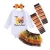 Clothing Sets 0801 Lioraitiin 012M Thanksgiving Day Baby Girls Boys Clothes 4pcs Turkey Print Long Sleeve RomperLace Tutu Skirts 230923