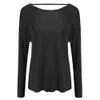 L-607 Women Yoga Long Sleeve Blouse Shirt Workout Top Outfit Back Holow Bowknot Fitness Workout Fashion Tees Tops