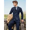 Men's Suits Blazers Elegant Suit Jacket Pants Slim Casual Fashion Design Wool Tweed Doublebreasted Full Set 230923