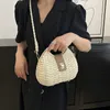 Sacs de soirée Rattan tissé femmes sac de paille sac à main tricot été plage femme épaule messager gland kaki beige 230923