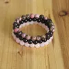 Bracelets de charme 8mm Bracelet en pierre naturelle Ensembles Hommes Femmes Rhodonite Rose Quartzs Noir Onyx Perlé Empilable Poignet Mala226s